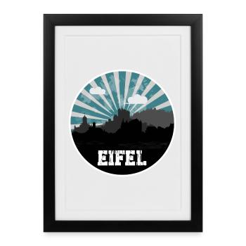 L’heure bleue de la ligne d’horizon de l’Eifel - Affiche encadrée (27 × 37 cm) - noir - Devant