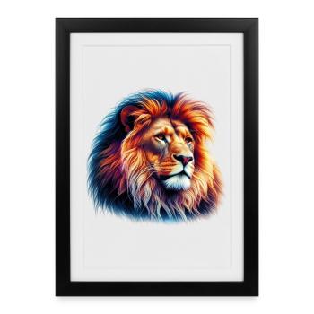 Lion - Framed poster (27 × 37 cm) - black - Front