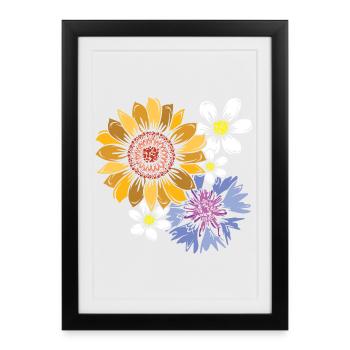 Bouquet de fleurs symbole nature couleurs icône du marché - Affiche encadrée (27 × 37 cm) - noir - Devant