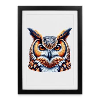 Hibou - Affiche encadrée (27 × 37 cm) - noir - Devant