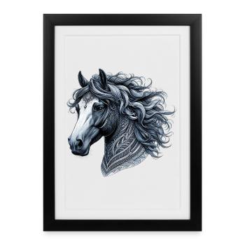 Cheval - Affiche encadrée (27 × 37 cm) - noir - Devant