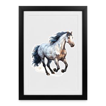 Wildpferd - Gerahmtes Poster (27 × 37 cm) - Schwarz - Vorne