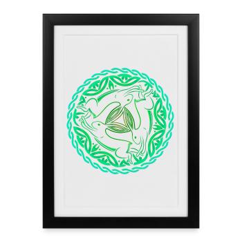 Three Bunnies – Three Bunnies Picture Easter Bunny Motif - Framed poster (27 × 37 cm) - black - Front