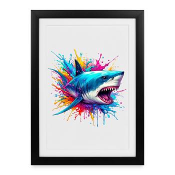 Requin - Affiche encadrée (27 × 37 cm) - noir - Devant