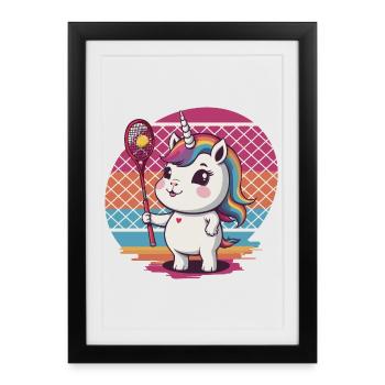 Licorne de tennis - Affiche encadrée (27 × 37 cm) - noir - Devant