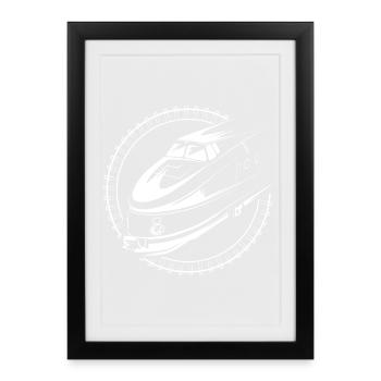 alter Schnellzug Lok Symbol Schiene Illustration - Gerahmtes Poster (27 × 37 cm) - Schwarz - Vorne