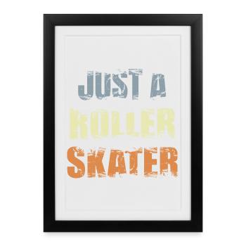 Funny roller skater - Framed poster (27 × 37 cm) - black - Front