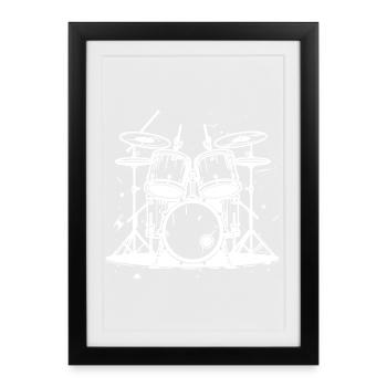 Graphismes de batterie - Affiche encadrée (27 × 37 cm) - noir - Devant
