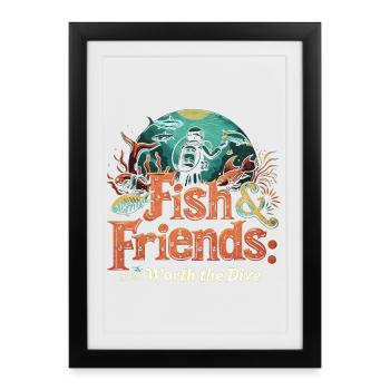 Poissons et amis : les deux valent le détour - Affiche encadrée (27 × 37 cm) - noir - Devant