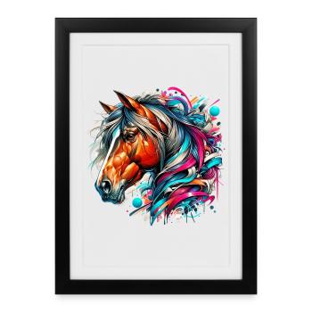 Cheval - Affiche encadrée (27 × 37 cm) - noir - Devant
