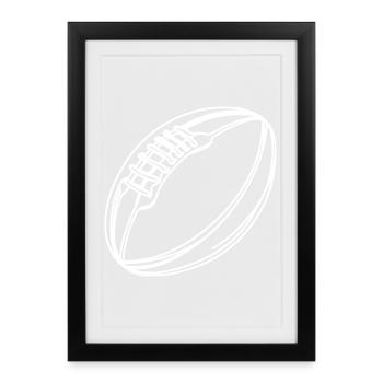 Rugby Ball Drawing - Framed poster (27 × 37 cm) - black - Front