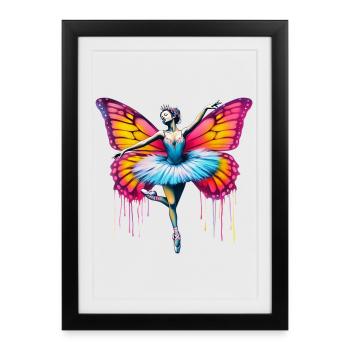 Ballerina with butterfly wings butterflies tutu - Framed poster (27 × 37 cm) - black - Front