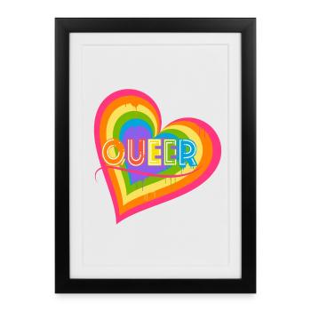 Queer Heart pour le mois de la fierté Égalité des droits LGBTQ - Affiche encadrée (27 × 37 cm) - noir - Devant