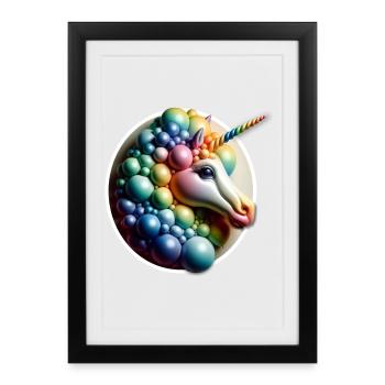 unicorn horse fairy fairy rainbow wish diverse - Framed poster (27 × 37 cm) - black - Front