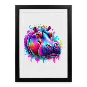 Hippopotame - Affiche encadrée (27 × 37 cm) - noir - Devant