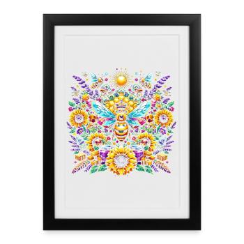 Des œuvres d’art vibrantes et colorées avec des abeilles - Affiche encadrée (27 × 37 cm) - noir - Devant