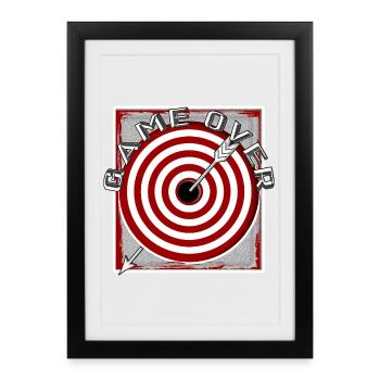 game over Arrow Disc Dart Card - Framed poster (27 × 37 cm) - black - Front
