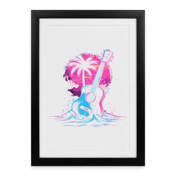Ukulele 80s Look - Framed poster (27 × 37 cm) - black - Front