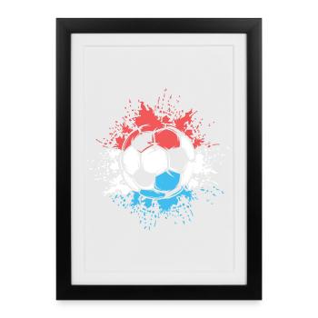 Fußball Farbexplosion Niederlande Team Fußballer - Gerahmtes Poster (27 × 37 cm) - Schwarz - Vorne