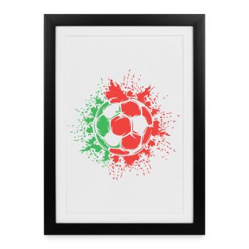 Portugal Soccer Explosion Logo de l’équipe de football - Affiche encadrée (27 × 37 cm) - noir - Devant