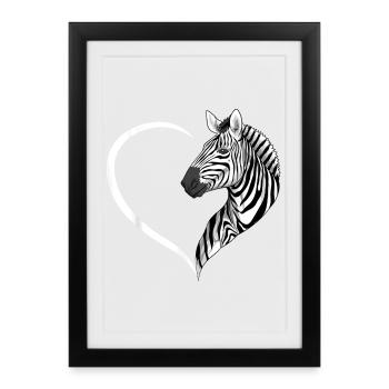 Zebra Heart Silhouette - Framed poster (27 × 37 cm) - black - Front