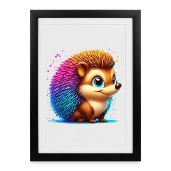Hedgehog - Framed poster (27 × 37 cm) - black - Front