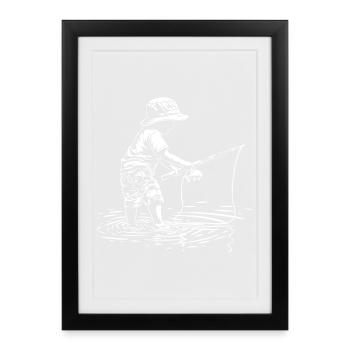 Angler Junge - Gerahmtes Poster (27 × 37 cm) - Schwarz - Vorne