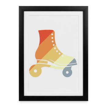 Patins à roulettes vintage - Affiche encadrée (27 × 37 cm) - noir - Devant