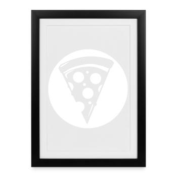 Dessin de morceau de pizza - Affiche encadrée (27 × 37 cm) - noir - Devant