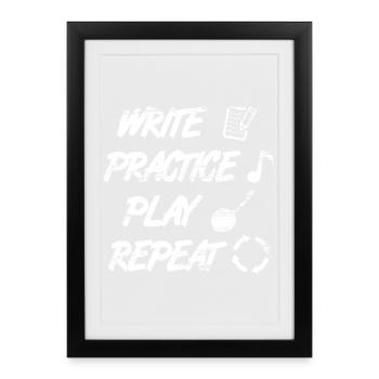 Drôle de dicton de banjo - Affiche encadrée (27 × 37 cm) - noir - Devant