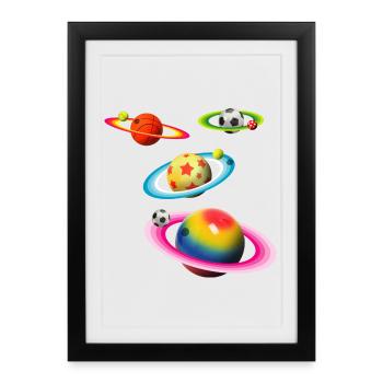 Balls Planets - Framed poster (27 × 37 cm) - black - Front