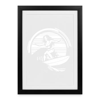 Surfeur - Affiche encadrée (27 × 37 cm) - noir - Devant