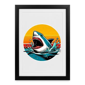Shark - Framed poster (27 × 37 cm) - black - Front