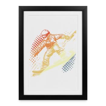 Snowboarder Graphic Retro - Framed poster (27 × 37 cm) - black - Front