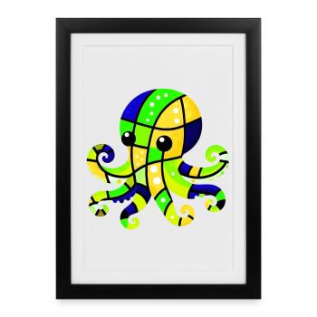 Octopus - Framed poster (27 × 37 cm) - black - Front