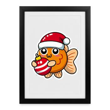 Poisson rouge Swain de Noël - Affiche encadrée (27 × 37 cm) - noir - Devant