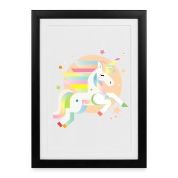 Delicate Geometric Unicorn – Dreamy & Magical - Framed poster (27 × 37 cm) - black - Front