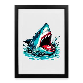 Requin - Affiche encadrée (27 × 37 cm) - noir - Devant