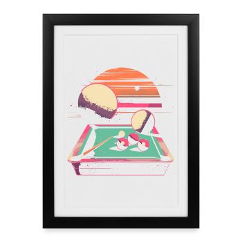 Billard des années 90 - Affiche encadrée (27 × 37 cm) - noir - Devant