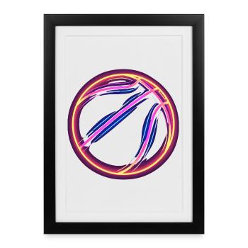 Basket-ball Retrowave - Affiche encadrée (27 × 37 cm) - noir - Devant