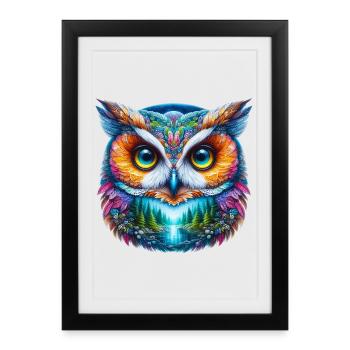 Hibou - Affiche encadrée (27 × 37 cm) - noir - Devant