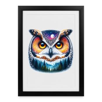 Hibou - Affiche encadrée (27 × 37 cm) - noir - Devant