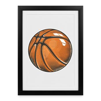Graphique de ballon de basket-ball - Affiche encadrée (27 × 37 cm) - noir - Devant