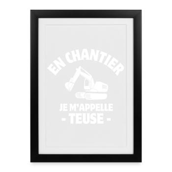 excavator, construction machinery, construction - Framed poster (27 × 37 cm) - black - Front