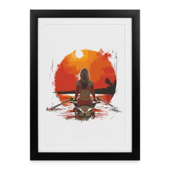 Illustration rower - Framed poster (27 × 37 cm) - black - Front