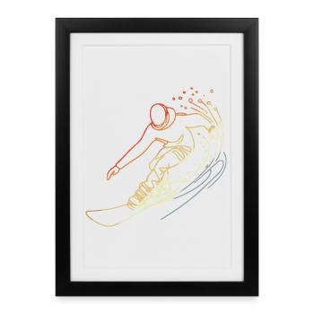 Vintage Snowboarder Sketch - Framed poster (27 × 37 cm) - black - Front