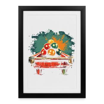 Style BD Billard - Affiche encadrée (27 × 37 cm) - noir - Devant