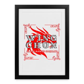 Wing Chun dragon t shirt close range combat - Framed poster (27 × 37 cm) - black - Front