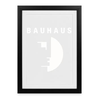 100 ans de l'école de design Bauhaus - Logo du Bau - Affiche encadrée (27 × 37 cm) - noir - Devant
