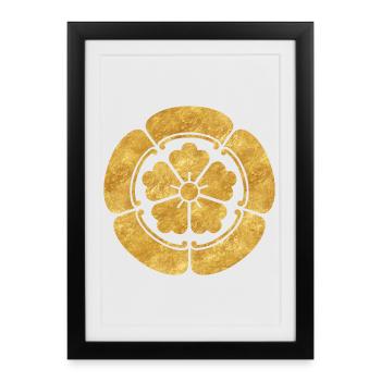 Vintage Faux Or Oda Japon Mon Art Oriental - Affiche encadrée (27 × 37 cm) - noir - Devant